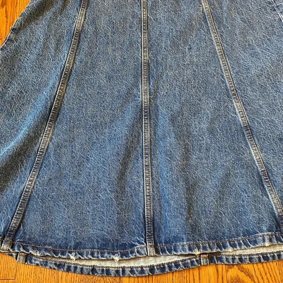 Zara The Denim Boho Signature High Waist Panel Side Zip A Line Maxi Skirt M - Picture 6 of 11
